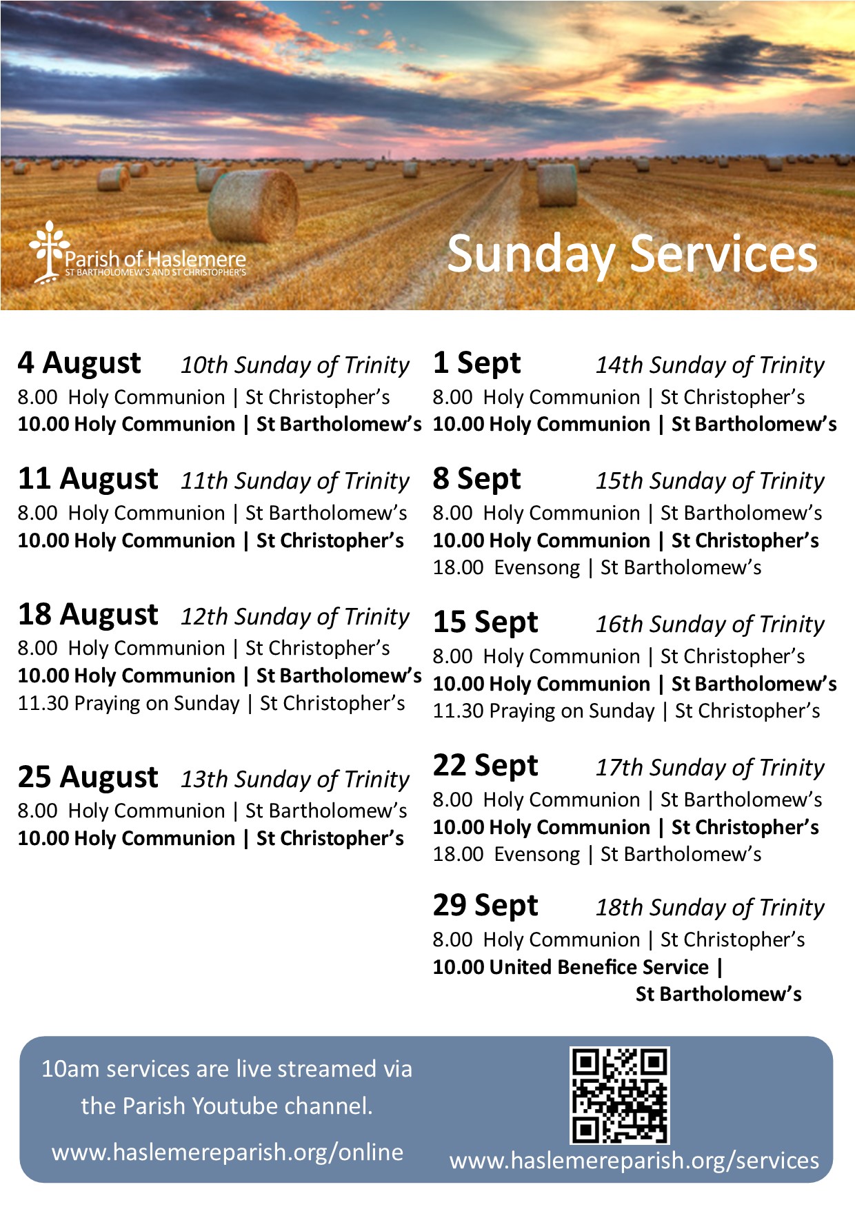 Sunday Services Aug-Sep 24